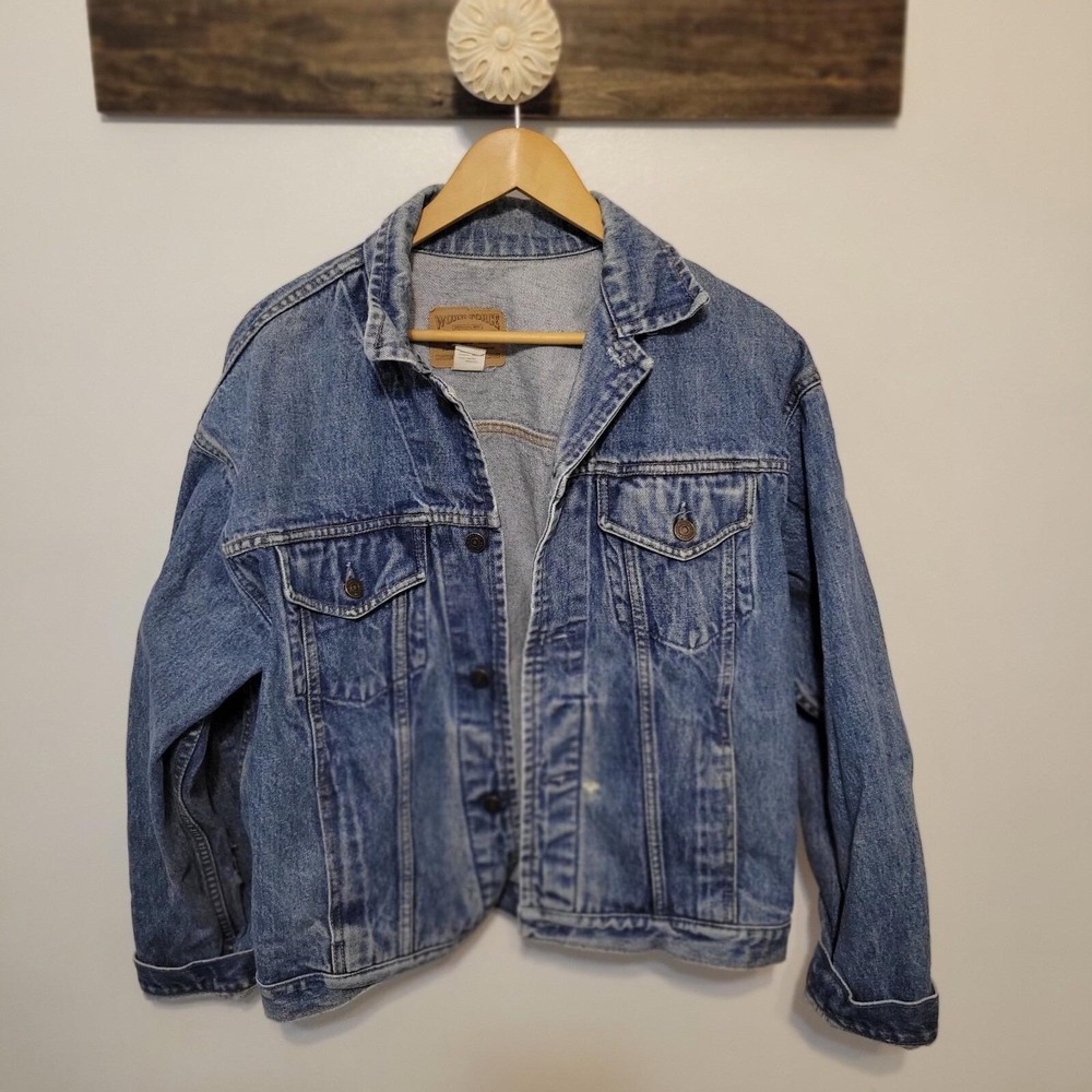 Vintage Men's Gap Work-Force Stonewash Denim Blue Jeans Jacket Size Medium